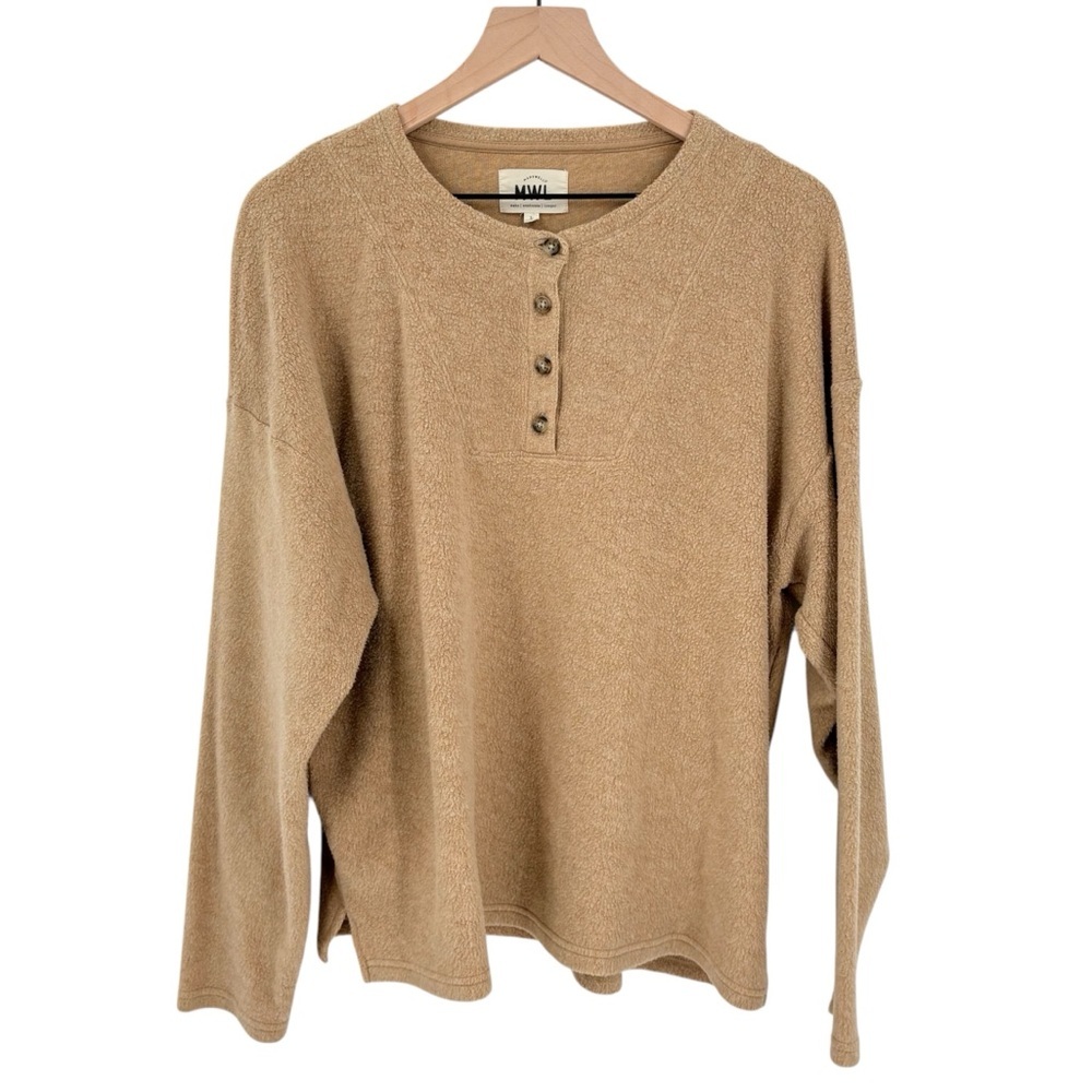 Madewell Brushed Henley Top Camel Large‎